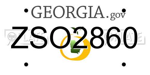ZSO2860 Georgia License Plate
