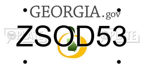 ZSOD53 Georgia License Plate