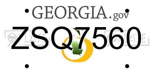 ZSQ7560 Georgia License Plate