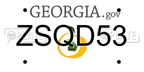 ZSQD53 Georgia License Plate