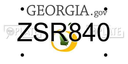ZSR840 Georgia License Plate