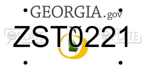 ZST0221 Georgia License Plate