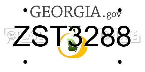 ZST3288 Georgia License Plate
