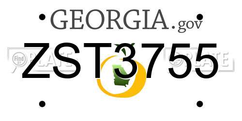 ZST3755 Georgia License Plate