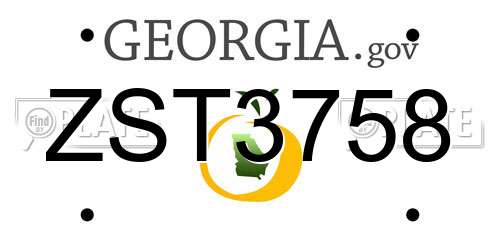 ZST3758 Georgia License Plate