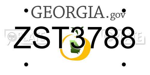 ZST3788 Georgia License Plate