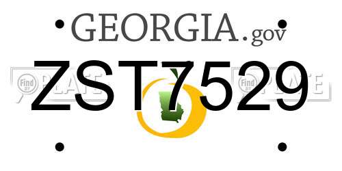 ZST7529 Georgia License Plate