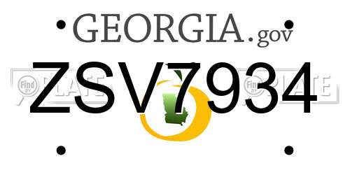 ZSV7934 Georgia License Plate