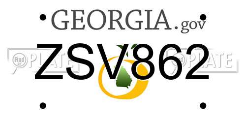 ZSV862 Georgia License Plate