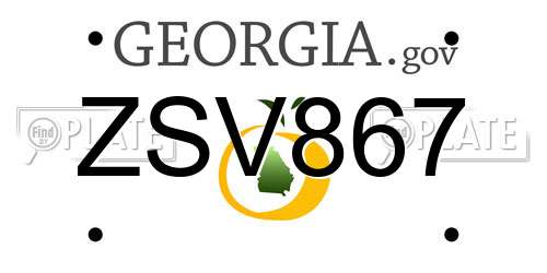ZSV867 Georgia License Plate