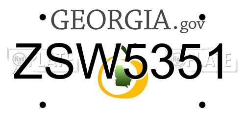 ZSW5351 Georgia License Plate