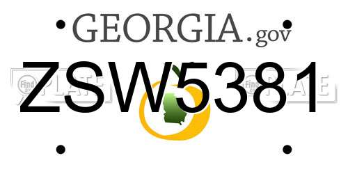 ZSW5381 Georgia License Plate
