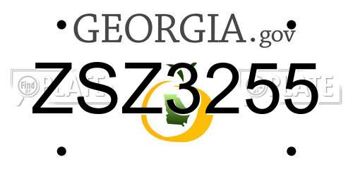 ZSZ3255 Georgia License Plate