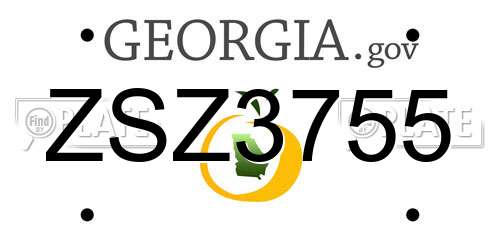 ZSZ3755 Georgia License Plate