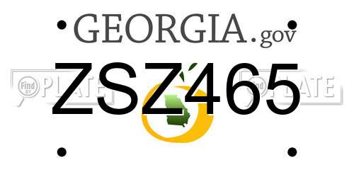 ZSZ465 Georgia License Plate