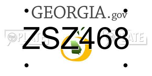 ZSZ468 Georgia License Plate