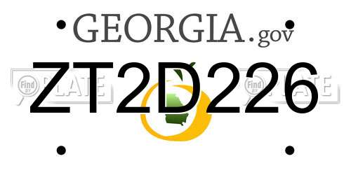 ZT2D226 Georgia License Plate