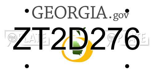 ZT2D276 Georgia License Plate