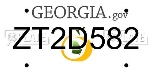 ZT2D582 Georgia License Plate