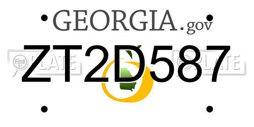 ZT2D587 Georgia License Plate
