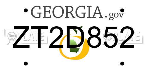ZT2D852 Georgia License Plate