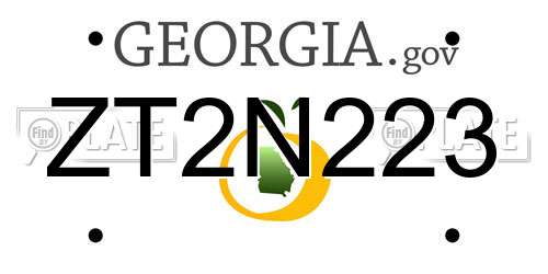 ZT2N223 Georgia License Plate