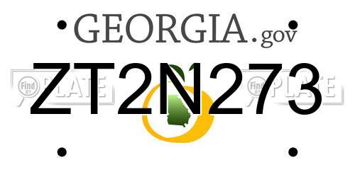 ZT2N273 Georgia License Plate