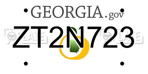 ZT2N723 Georgia License Plate