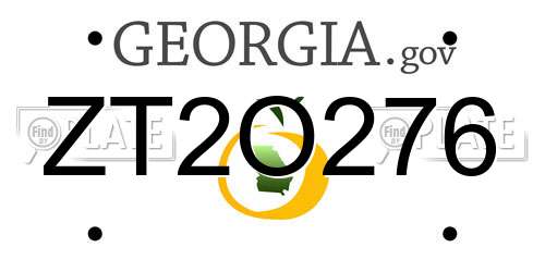 ZT2O276 Georgia License Plate