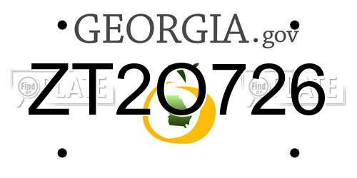 ZT2O726 Georgia License Plate