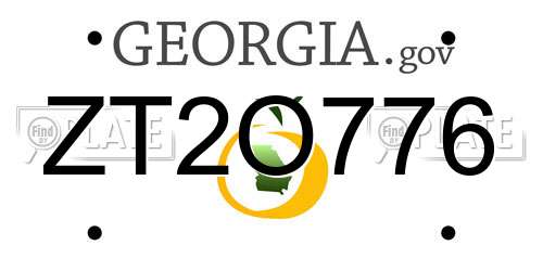 ZT2O776 Georgia License Plate