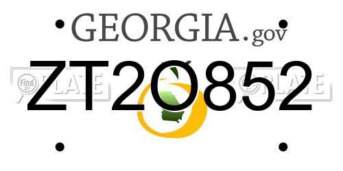 ZT2O852 Georgia License Plate