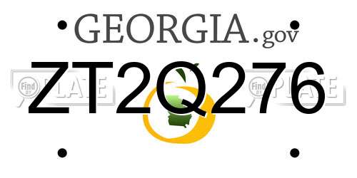 ZT2Q276 Georgia License Plate