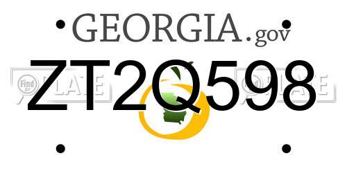 ZT2Q598 Georgia License Plate