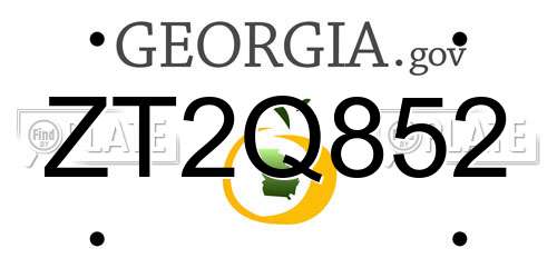 ZT2Q852 Georgia License Plate