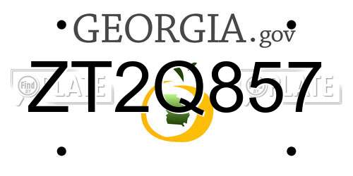 ZT2Q857 Georgia License Plate