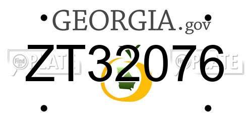 ZT32076 Georgia License Plate