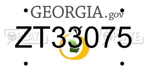 ZT33075 Georgia License Plate