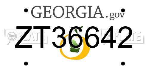 ZT36642 Georgia License Plate