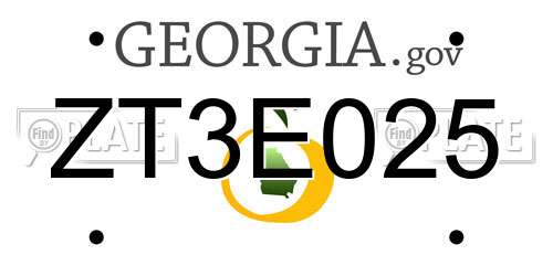 ZT3E025 Georgia License Plate