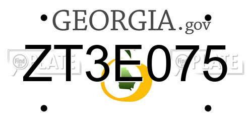 ZT3E075 Georgia License Plate