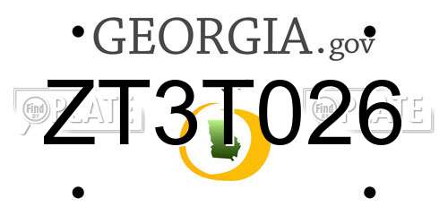 ZT3T026 Georgia License Plate