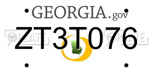 ZT3T076 Georgia License Plate