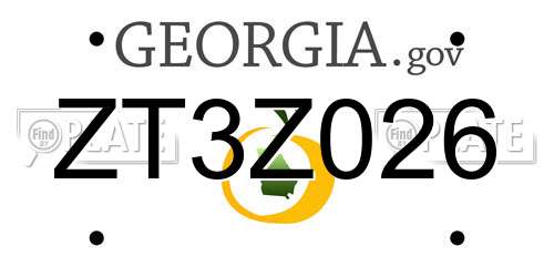 ZT3Z026 Georgia License Plate