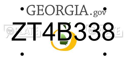 ZT4B338 Georgia License Plate