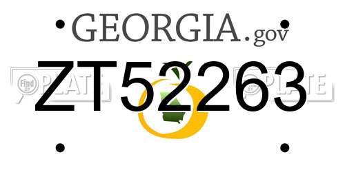 ZT52263 Georgia License Plate