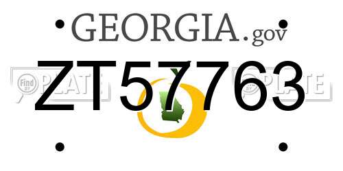 ZT57763 Georgia License Plate