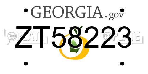 ZT58223 Georgia License Plate