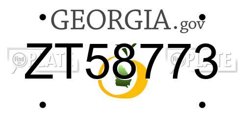 ZT58773 Georgia License Plate