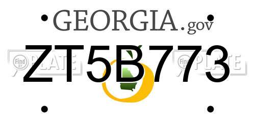 ZT5B773 Georgia License Plate